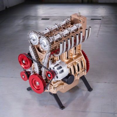 Moteur miniature 4 cylindres complet en kit - Maquette technique motorisée de 357 pièces