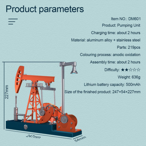 Pompe d'extraction de pétrole complète en kit - Maquette technique motorisée de 219 pièces